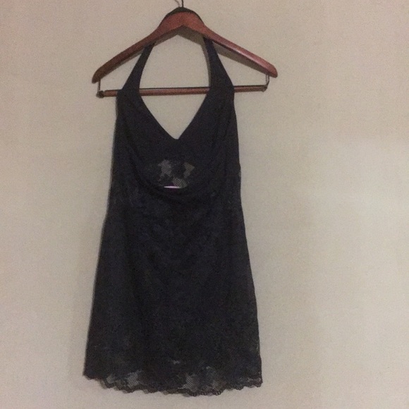 🖤VICTORIA’S SECRET💖BLACK LACE HALTER CHEMISE/THONG - Picture 5 of 8